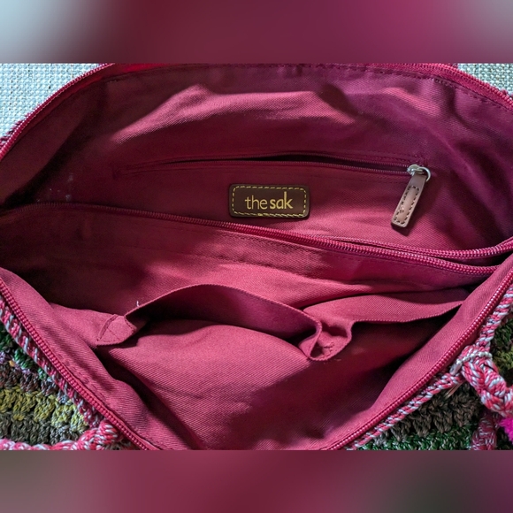 The Sak Greenwood Stripes Multicolor Crochet Tote Shoulder Handbag 14"x11"x4 - Picture 10 of 13